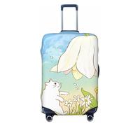 Zelinge Copertura elastica per valigie da viaggio con cartoni animati e antigraffio, Gatto E Fiore Del Fumetto In, for 22-24 Inch Luggages M
