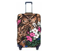 Zelinge Copertura elastica per valigie da viaggio con ritratto di gufo floreale ornato marrone copertura antigraffio per bagagli da 56-61 cm M