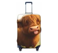 Zelinge Copertura elastica per valigie da viaggio, copertura protettiva antigraffio, Mucca delle Highland che sporge la lingua, for 25-28 Inch Luggages L