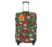 Zelinge Copertura elastica per valigie da viaggio, protezione antigraffio, Elemento natalizio scozzese verde rosso, for 25-28 Inch Luggages L