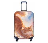 Zelinge Copertura elastica per valigie da viaggio, resistente ai graffi, Arancio Gatto Stretching Opera D'arte, for 25-28 Inch Luggages L