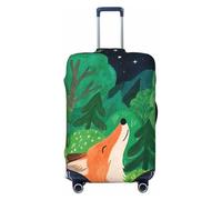 Zelinge Copertura elastica per valigie da viaggio, resistente ai graffi, Carino Fox Alberi Verdi Notte, for 25-28 Inch Luggages L