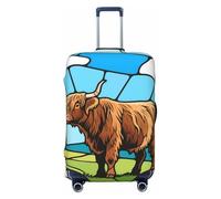 Zelinge Copertura elastica per valigie da viaggio, resistente ai graffi, Vetro colorato Highland mucca modello, for 25-28 Inch Luggages L