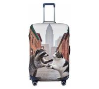 Zelinge Copertura lavabile per valigie da viaggio anti graffio, Gatto procione sulla strada, for 25-28 Inch Luggages L