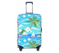 Zelinge Copertura lavabile per valigie da viaggio anti graffio, Isola blu fenicottero tropicale, for 25-28 Inch Luggages L