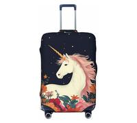 Zelinge Copertura lavabile per valigie da viaggio, copertura protettiva antigraffio, Unicorni nella notte dei fiori, for 18-21 Inch Luggages S