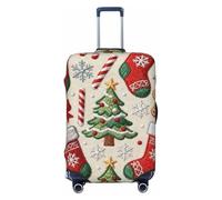 Zelinge Copertura lavabile variopinta dei bagagli di viaggio della protezione della valigia delle coperture resistenti ai graffi, Elementi di Natale Beige, for 25-28 Inch Luggages L