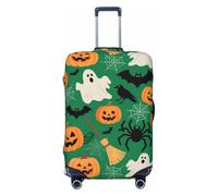 Zelinge Copertura per valigie da viaggio con cartoni animati, protezione antigraffio, Elementi di Halloween Cartoon Verde, for 18-21 Inch Luggages S