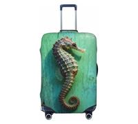 Zelinge Copertura per valigie da viaggio con cartoni animati, protezione antigraffio, Modello di bordo verde cavalluccio marino, for 29-32 Inch Luggages XL