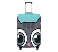Zelinge Coperture per valigie da viaggio, resistenti ai graffi, Gatto Grigio Occhi Grandi, for 25-28 Inch Luggages L