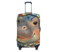 Zelinge Coperture per valigie elastiche per valigie, protezione antigraffio, Ippopotamo Artistico Blu, for 25-28 Inch Luggages L