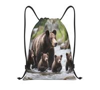 Zelinge Divertente borsa da nuoto con coulisse per la spiaggia, Bear Family River, 16.5 x 19.6 inch, Zaini Daypack