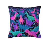 Zelinge Federa per cuscino quadrata con dinosauri colorati nella notte buia, 61 x 61 cm, morbida, quadrata, per divano, soggiorno, decorazione per la casa