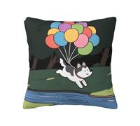 Zelinge Federa per cuscino quadrata con palloncino che solleva un simpatico cane al cielo, 45,7 x 45,7 cm, morbida, quadrata, per divano, soggiorno, decorazione per la casa