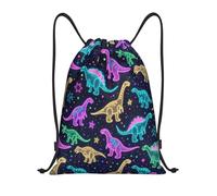 Zelinge Leopard Night Blu Scuro Coulisse Zaino Sport Palestra Sack String Bag Per Yoga Danza Viaggi, Dinosauri al neon nello spazio, 16.5 x 19.6 inch, Zaini Daypack