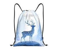 Zelinge Lime In Ice Drawstring Zaino Gym Sack Swim Bag For Beach, Cervo Azzurro, 14 x 16.9 inch, Zaini Daypack