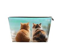Zelinge Piccola borsa di trucco per il sacchetto cosmetico impermeabile della borsa da toilette della borsa, Carino gatti sul davanzale della finestra-1, Taglia unica