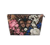 Zelinge Piccola borsa di trucco per il sacchetto cosmetico portatile della borsa da toeletta di viaggio della borsa, Mandala floreale con farfalle vibranti, Taglia unica