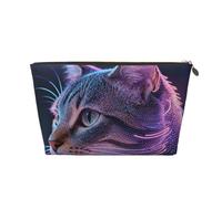 Zelinge Piccola borsa di trucco per il sacchetto cosmetico portatile di viaggio della borsa della toilette della borsa, Gattino Neon Fantasia - 1, Taglia unica