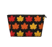 Zelinge Piccola borsa di trucco per la borsa portatile da viaggio borsa da toilette piccole borse cosmetiche per le donne, Foglia rossa gialla su scuro-1, One Size