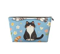 Zelinge Piccola borsa di trucco per la borsa portatile da viaggio borsa da toilette piccole borse cosmetiche per le donne, Carino Gatti Cuori Blu-1, One Size