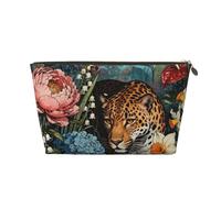 Zelinge Piccola borsa di trucco per la borsa portatile da viaggio borsa da toilette piccole borse cosmetiche per le donne, Leopardo Ornato E Floreale-1, Taglia unica