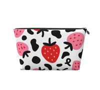 Zelinge Piccola borsa di trucco per la borsa portatile da viaggio borsa da toilette piccole borse cosmetiche per le donne, Macchie di mucca alla fragola Cute-1, Taglia unica
