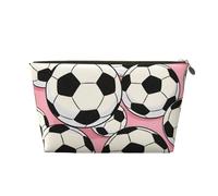 Zelinge Piccola borsa di trucco per la borsa portatile da viaggio borsa da toilette piccole borse cosmetiche per le donne, Palloni da calcio retrò carino-1, One Size