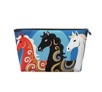 Zelinge Piccola borsa di trucco per la borsa portatile da viaggio borsa da toilette piccole borse cosmetiche per le donne, Cavallo Colorato Blu Art-1, Taglia unica