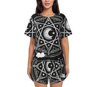 Zelinge Pigiama da donna a maniche corte, set da 2 pezzi, taglie S-4XL, Motivo stella magica, Medium