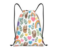 Zelinge Sacca da palestra con coulisse per spiaggia, Acquerello di bradipi arcobaleni, 16.5 x 19.6 inch, Zaini Daypack