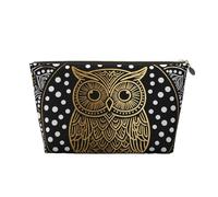 Zelinge Sacchetto cosmetico portatile della chiusura lampo della borsa da toilette di viaggio compatta della borsa di trucco, Mandala-1 gufo dorato ornato, One Size