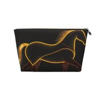 Zelinge Sacchetto cosmetico variopinto della chiusura lampo della borsa da toilette della borsa di trucco, Cavallo di colore oro scuro-1, One Size