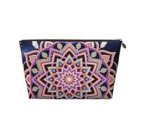 Zelinge Sacchetto di trucco portatile della borsa di trucco della chiusura lampo della borsa di toilette, Motivo mandala viola scuro-1, Taglia unica