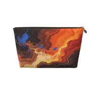 Zelinge Sacchetto impermeabile di trucco della borsa da toeletta della borsa di trucco piccolo per la borsa, Arancione Blu Marrone Waves-1, Taglia unica