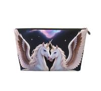 Zelinge Sacchetto portatile di trucco della borsa da toeletta di viaggio della borsa compatta di trucco piccolo per la borsa, Unicorni Coppia Cuore-1, Taglia unica