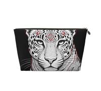 Zelinge Sacchetto portatile di trucco della borsa da toeletta di viaggio della borsa compatta di trucco piccolo per la borsa, Drago leopardo ornato rosso scuro-1, Taglia unica