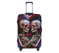 Zelinge Simpatica copertura per valigie lavabile, divertente, elastica, resistente ai graffi, Romantico neon scheletro cuore, for 29-32 Inch Luggages XL