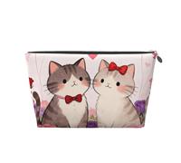 Zelinge Trucchi la borsa per i cosmetici di viaggio della borsa da toilette di viaggio con la chiusura lampo, Graziosa coppia di gattini con rose, Taglia unica