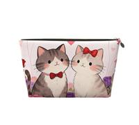 Zelinge Trucchi la borsa per il viaggio portatile di viaggio della borsa da toeletta piccola borsa di trucco per la borsa, Simpatico gattino coppia rose-1, Taglia unica