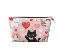 Zelinge Trucchi la borsa per il viaggio portatile di viaggio della borsa da toeletta piccola borsa di trucco per la borsa, Carino gatti cuori floreali Valentine-1, Taglia unica