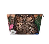 Zelinge Trucchi la borsa per il viaggio portatile di viaggio della borsa da toilette della chiusura lampo del sacchetto di trucco, Ritratto tribale floreale gufo, Taglia unica