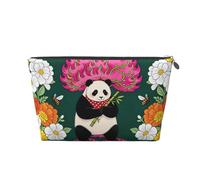 Zelinge Trucchi la borsa per il viaggio portatile di viaggio della borsa da toilette della chiusura lampo del sacchetto di trucco, Panda Cuore Floreale Verde, One Size