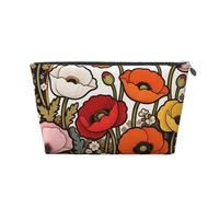 Zelinge Trucchi la borsa per il viaggio portatile di viaggio della borsa da toilette della chiusura lampo del sacchetto di trucco, Fiore Ornato Carino Nero, Taglia unica