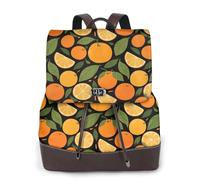 Zelinge Turn Lock Chiusura Zaino per le donne Moda Borsa a tracolla PU Zaino in pelle, Arance Nero, Taglia unica, Zaini da viaggio