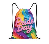 Zelinge Zaino arancione con fiori e gatti con coulisse, sacca da palestra per yoga, danza, viaggi, Testo pastello Pride Day, 14 x 16.9 inch, Zaini Daypack
