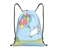 Zelinge Zaino colorato con coulisse per sport, palestra, palestra, borsa con coulisse per sport, campeggio, viaggi, danza, Il palloncino solleva la mucca verso il cielo, 16.5 x 19.6 inch, Zaini