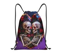 Zelinge Zaino colorato con coulisse, per yoga, danza, viaggi, Romantico neon scheletro cuore, 16.5 x 19.6 inch, Zaini Daypack