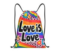 Zelinge Zaino con coulisse arcobaleno procione sacca palestra danza yoga borsa, L'amore è Love Dots Lgbtq, 16.5 x 19.6 inch, Zaini Daypack