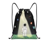 Zelinge Zaino con coulisse carino per il gruppo di cani, per palestra, sport, campeggio, viaggi, danza, Spazio scuro astronauta cartone animato, 16.5 x 19.6 inch, Zaini Daypack